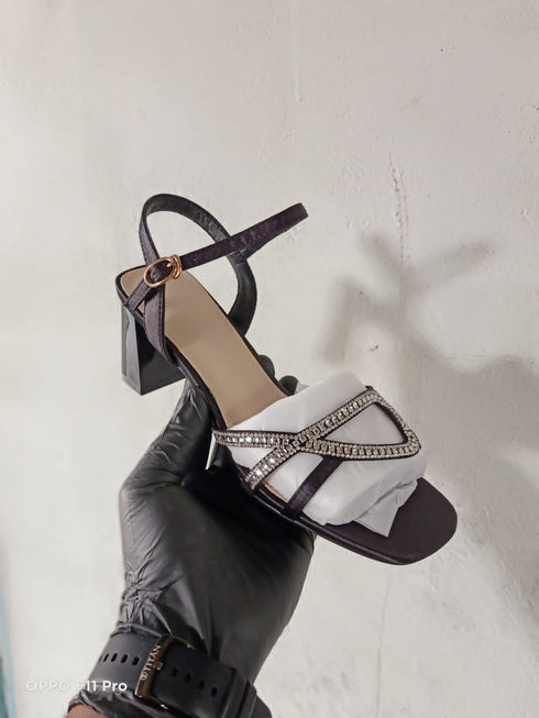 Rhinestone Embellished Buckle Heel